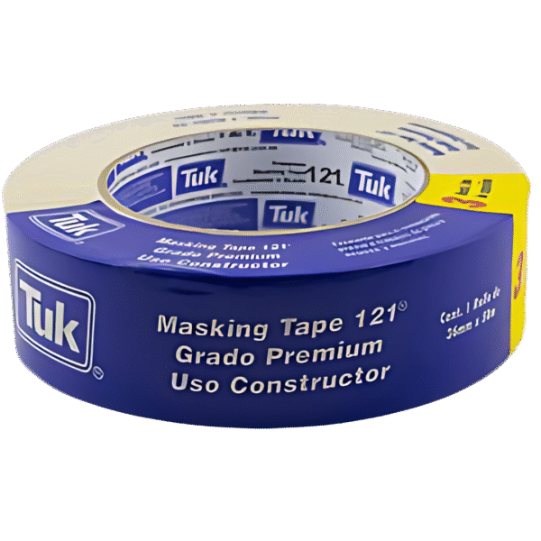CINTA MASKING TUK 121 GRADO PREMIUM MEDIDAS: 12X50, 18X50, 24X50, 48X50 Y 96X50